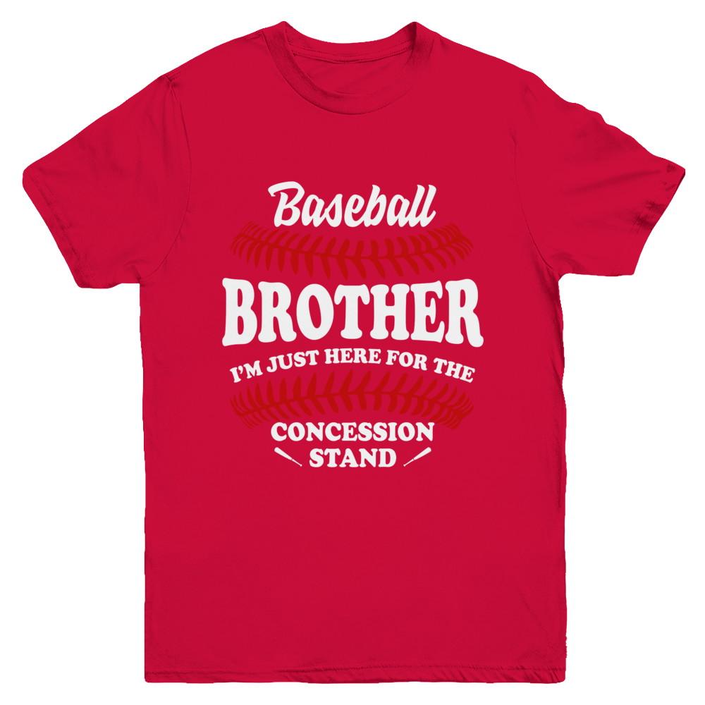 Baseball Brother I'm Just Here For The Concession Stand Youth-Youth Shirt-Youth T-Shirt-Red