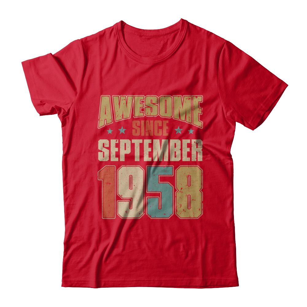 Vintage Retro Awesome Since September 1958 63th Birthday-T-Shirt & Hoodie-Premium T-Shirt-Red