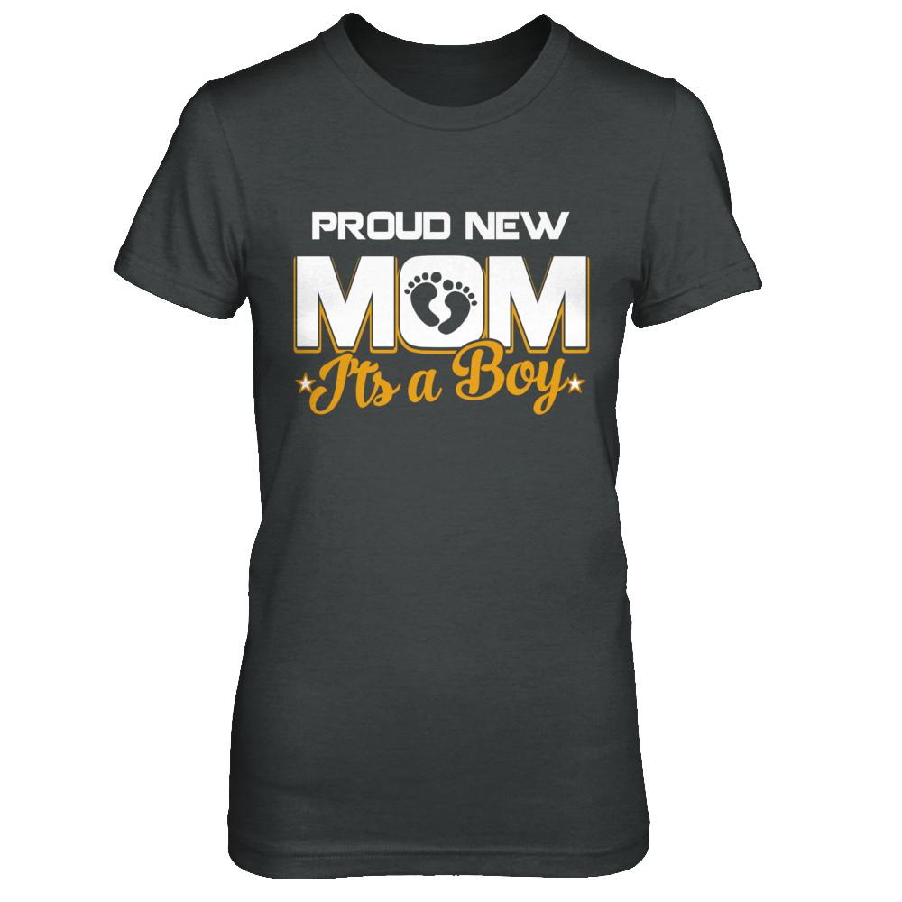 Proud New Mom It's A Boy New Baby-T-Shirt & Hoodie-Women's T-Shirt-Dark Heather