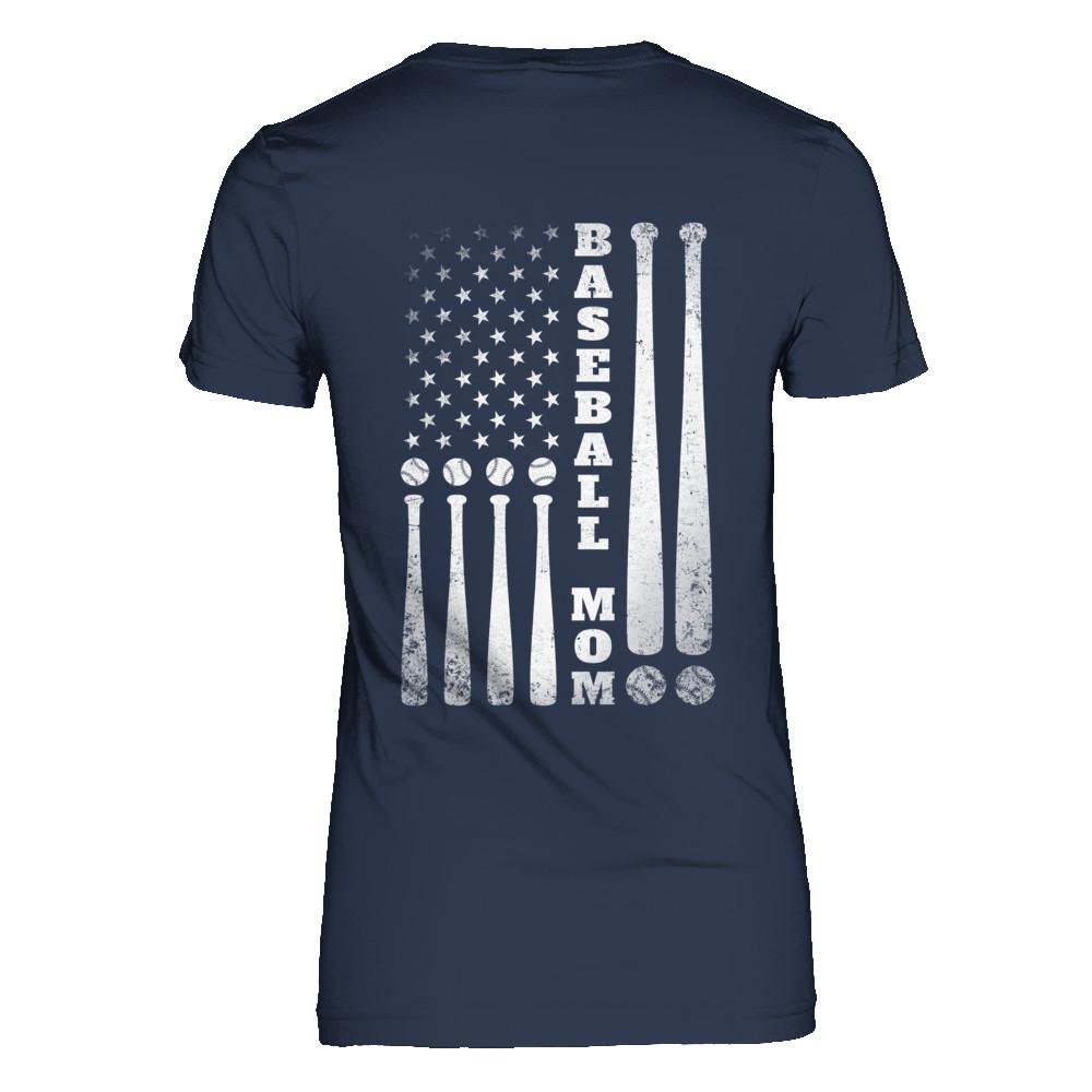American Flag Vintage Baseball Mom Mother's Day-T-Shirt & Hoodie-Women's T-Shirt-Navy