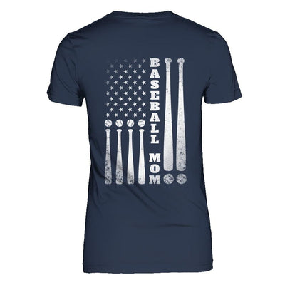 American Flag Vintage Baseball Mom Mother's Day-T-Shirt & Hoodie-Women's T-Shirt-Navy