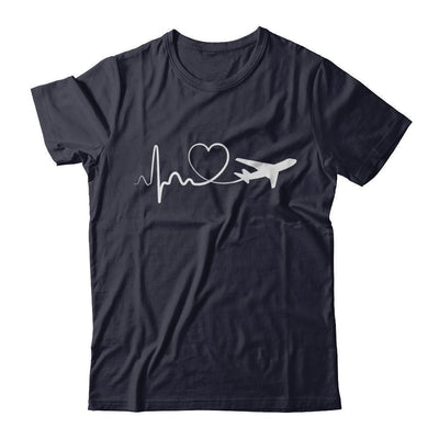 Airplane Fly Flight Planes Heartbeat To Travel Airplane-T-Shirt & Hoodie-Premium T-Shirt-Midnight Navy