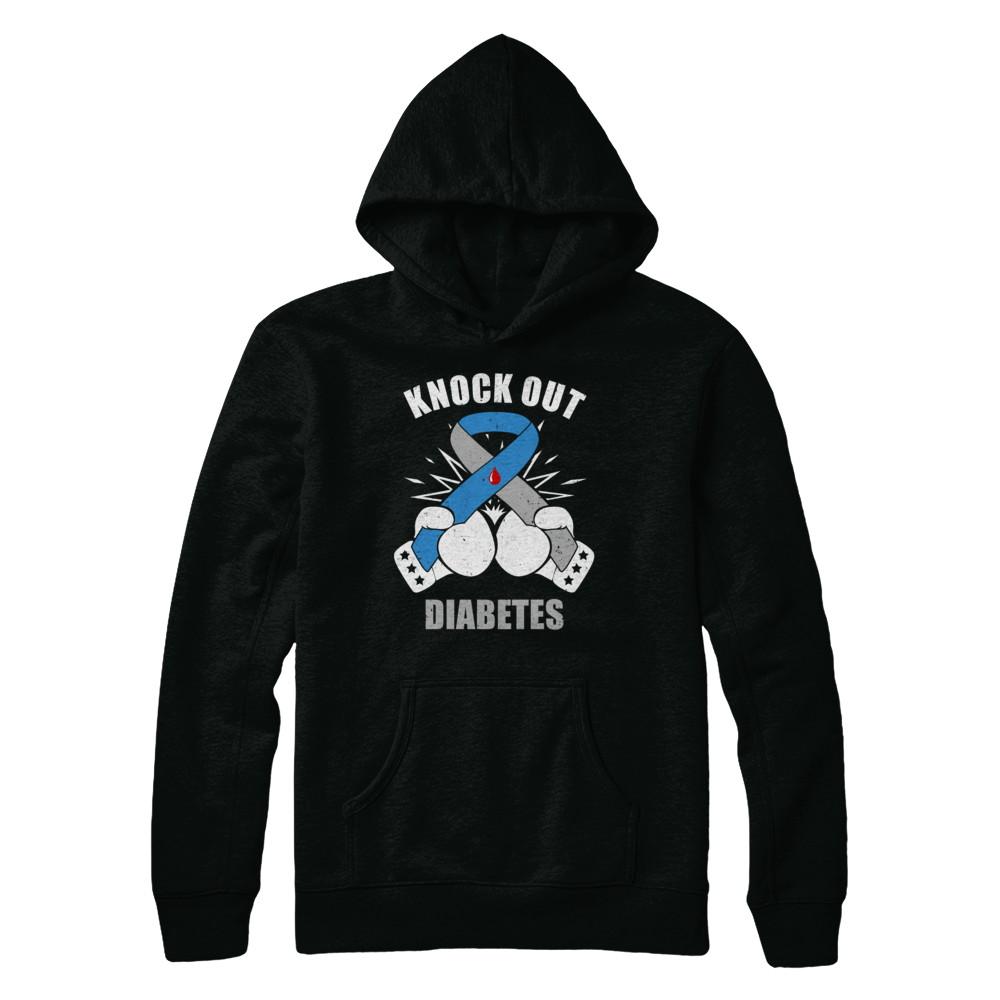 Boxing Knock Out Diabetes Awareness Support-T-Shirt & Hoodie-Pullover Hoodie-Black