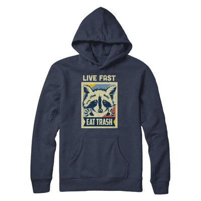 Live Fast Eat Trash Racoon Raccoons Vintage Camping-T-Shirt & Hoodie-Pullover Hoodie-Navy