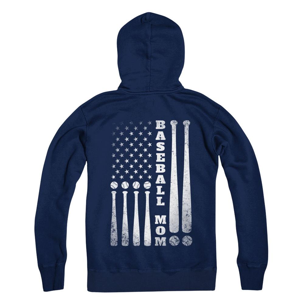 American Flag Vintage Baseball Mom Mother's Day-T-Shirt & Hoodie-Hanes - Heavyweight Pullover Hoodie-Navy