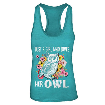 Just A Girl Who Loves Her Owl-T-Shirt & Tank Top-Women's Ideal Racerback Tank-Tahiti Blue