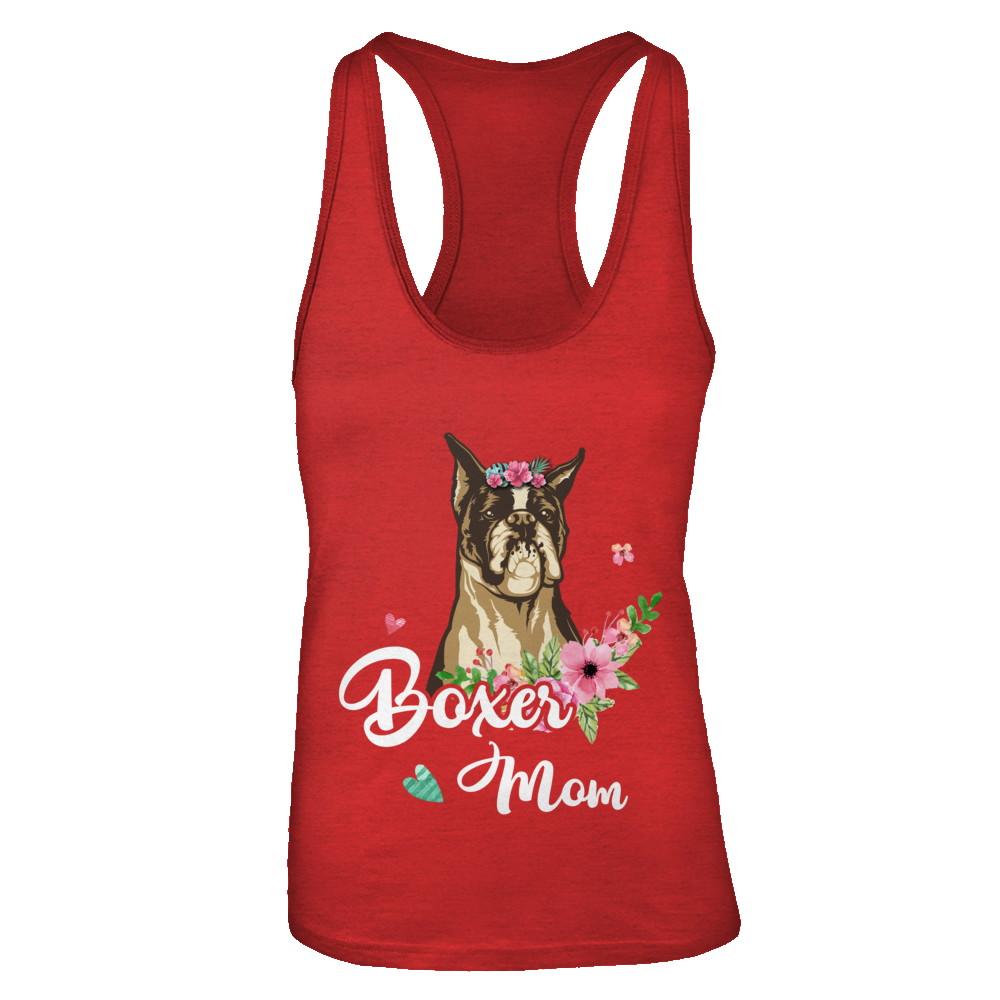 Boxer Mom Funny Dog Mom Gift Idea-T-Shirt & Tank Top-Women's Ideal Racerback Tank-Red