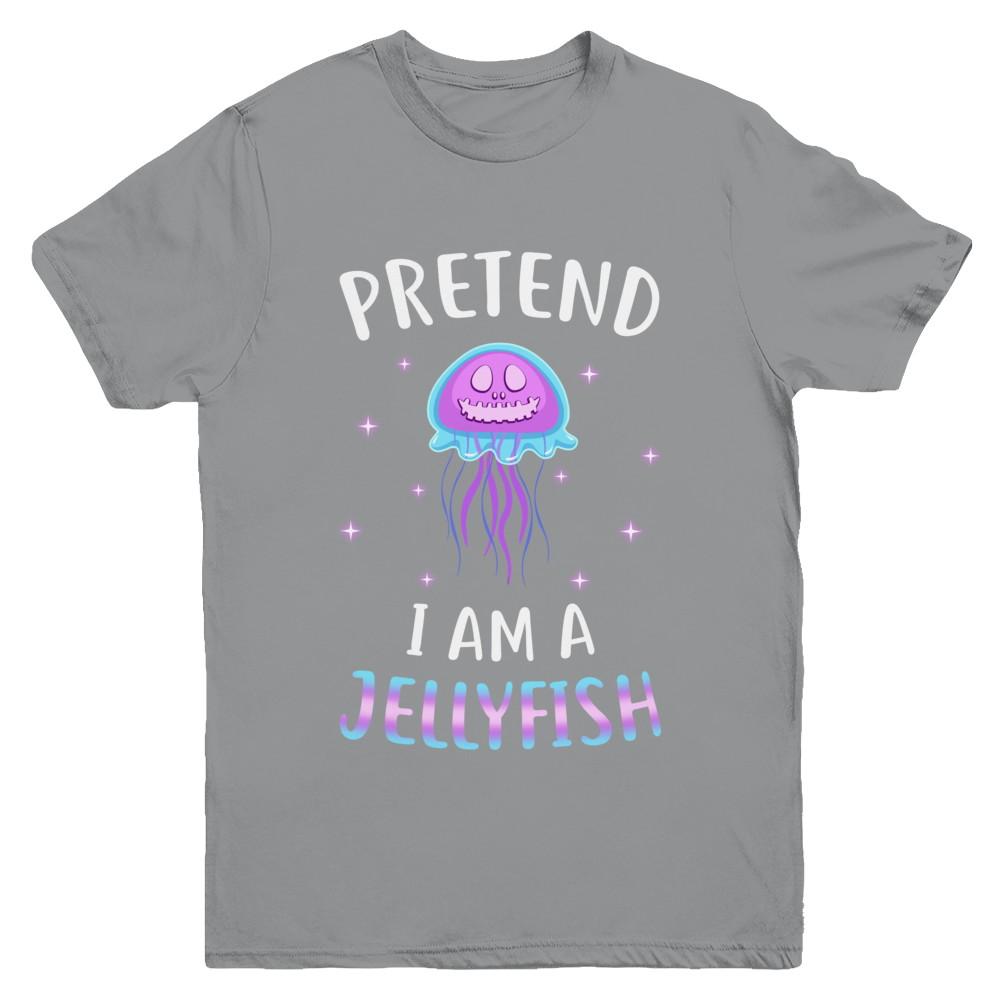 Pretend I'm A Jellyfish Costume Happy Halloween Party Youth-Youth Shirt-Youth T-Shirt-Sport Grey