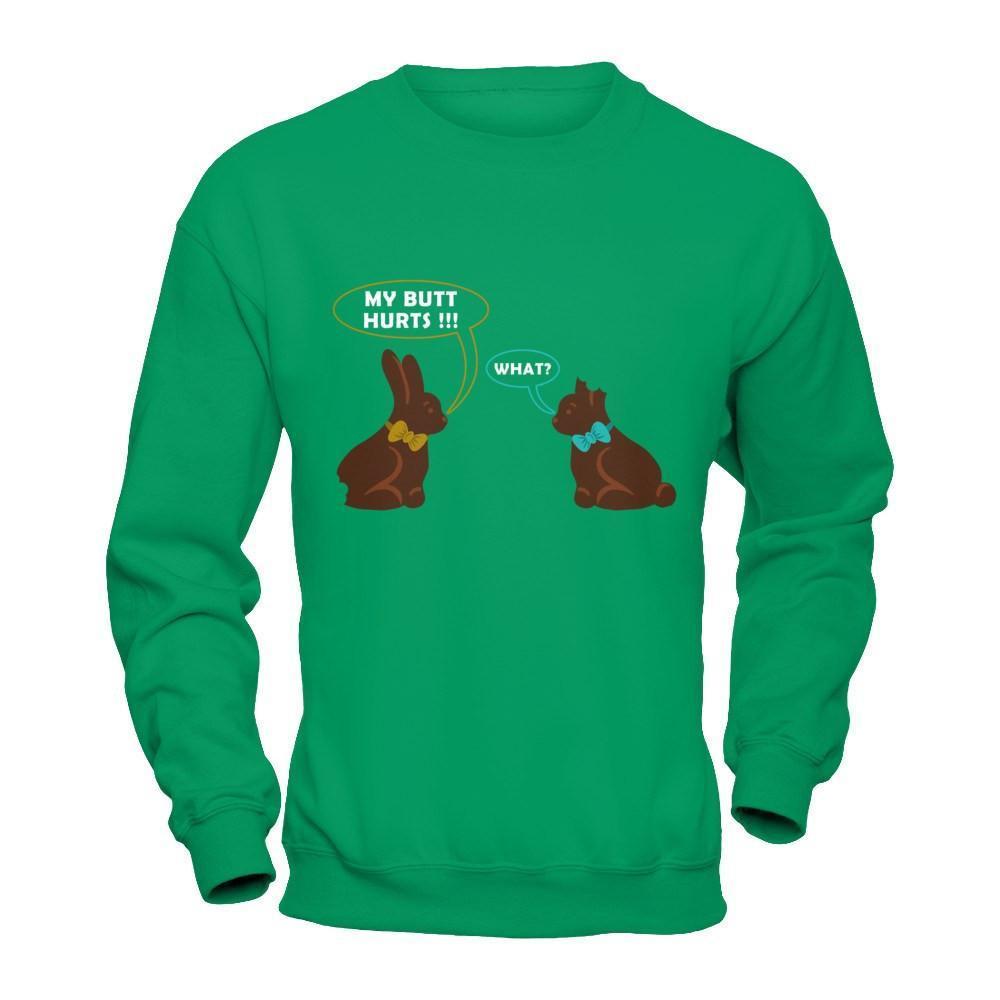 My Butt Hurts What Funny Easter Bunny-T-Shirt & Hoodie-Crewneck Sweatshirt-Irish Green