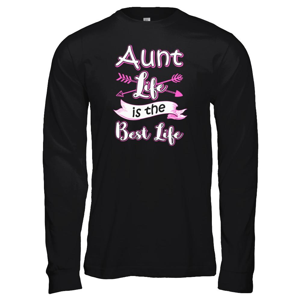 Aunt Life Is The Best Life Faunty Funny Aunty-T-Shirt & Tank Top-Long Sleeve T-Shirt-Black