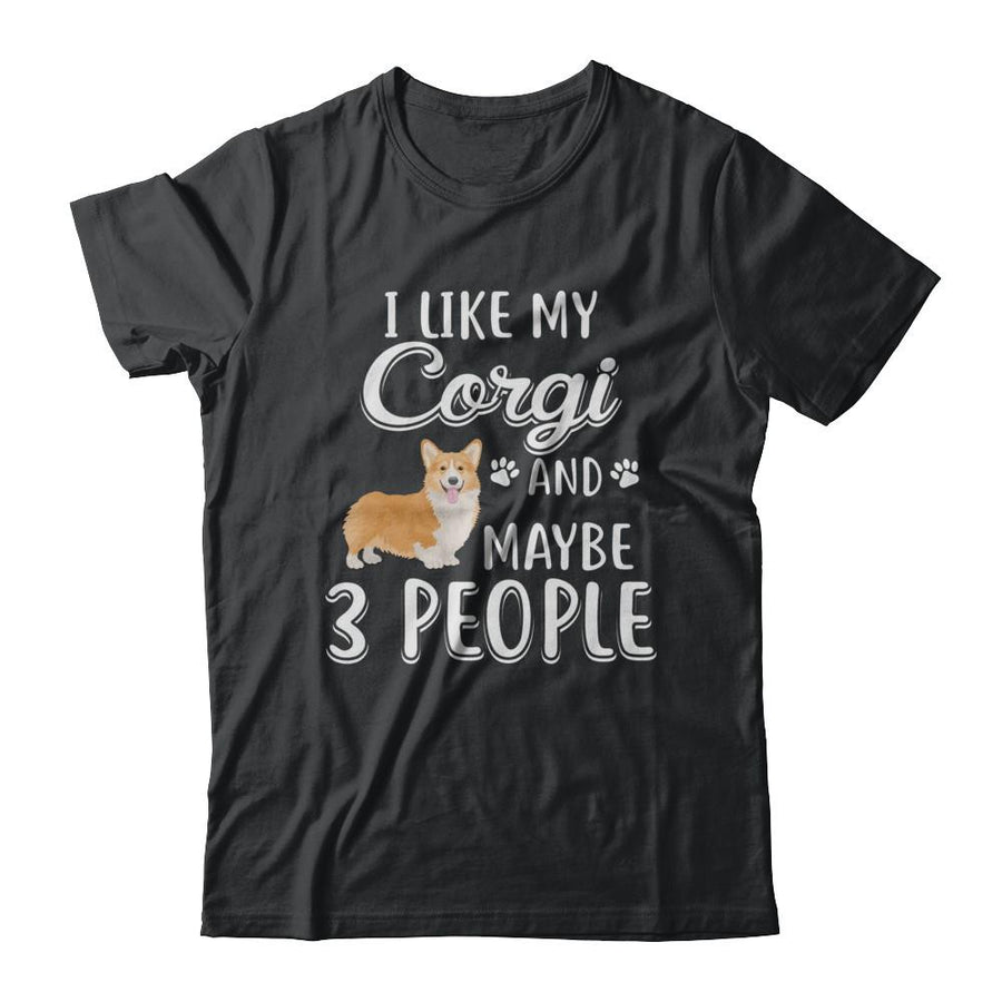 I Like My Corgi And Maybe 3 People-T-Shirt & Hoodie-Classic T-Shirt-Black