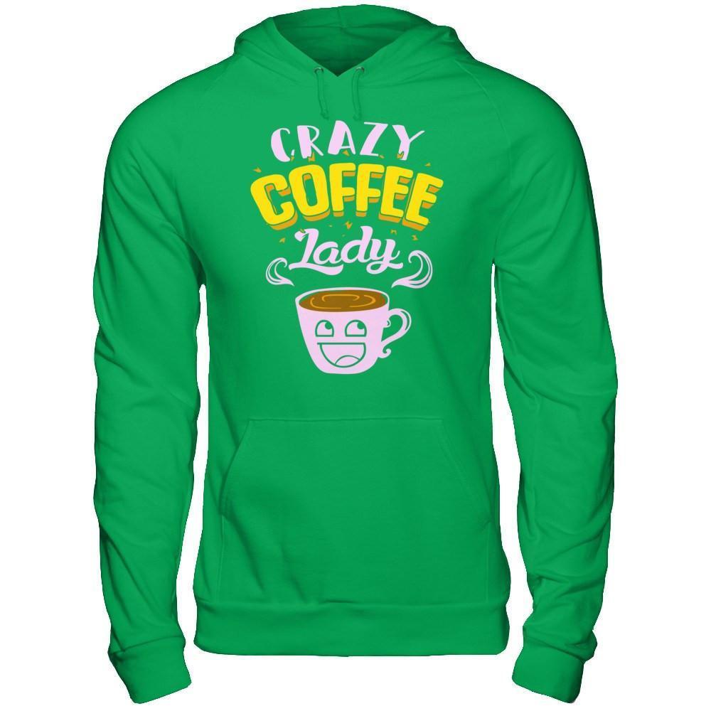 Crazy Coffee Lady-T-Shirt & Hoodie-Pullover Hoodie-Irish Green