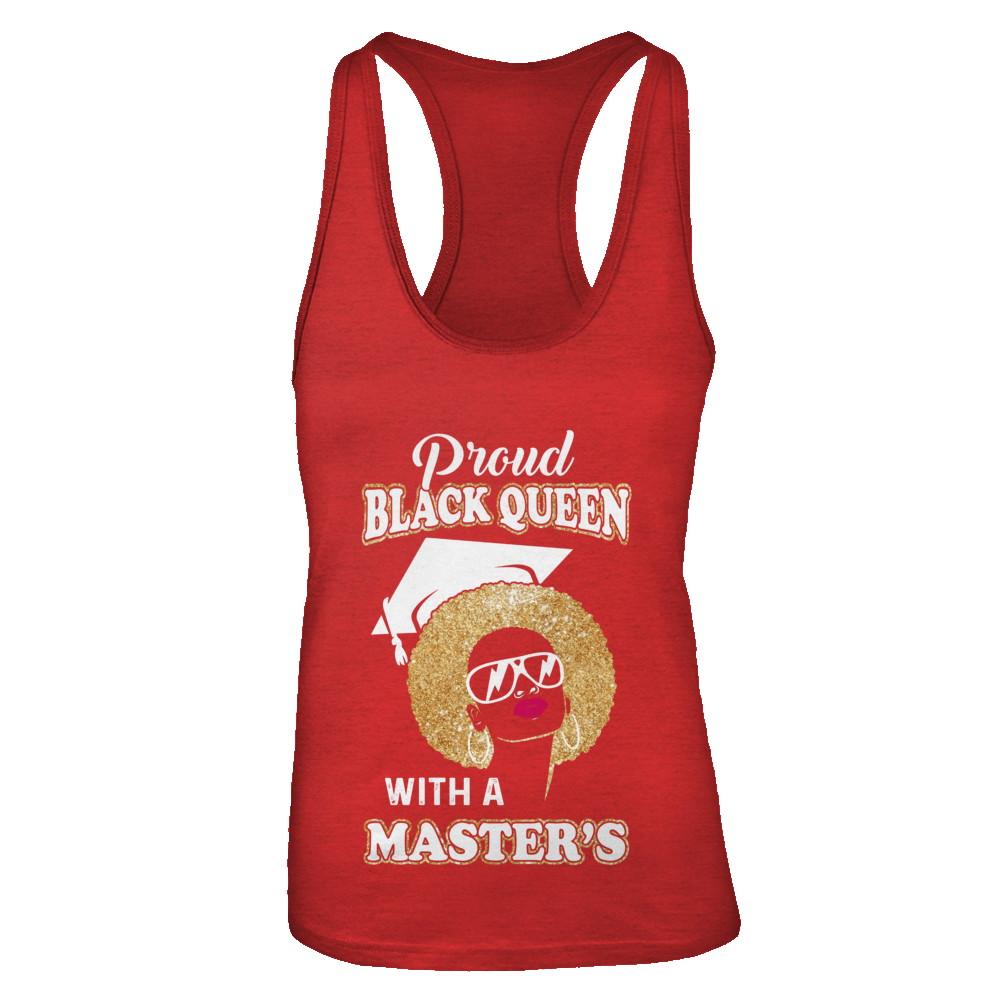 Graduation Proud Black Queen Masters Degree Graduate-T-Shirt & Tank Top-Women's Ideal Racerback Tank-Red