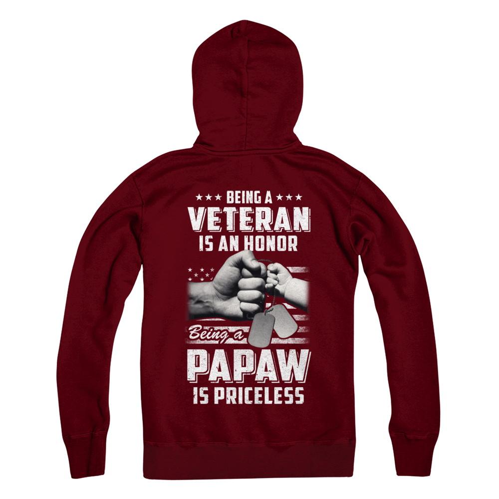Being A Veteran Is An Honor Being A PaPaw Is Priceless-T-Shirt & Hoodie-Pullover Hoodie-Maroon