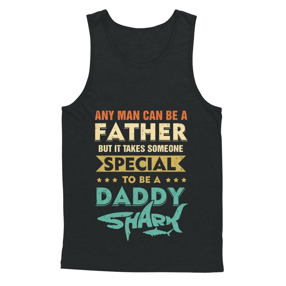 Vintage Someone Special To Be A Daddy Shark Fathers Day-T-Shirt & Hoodie-Unisex Tank-Black