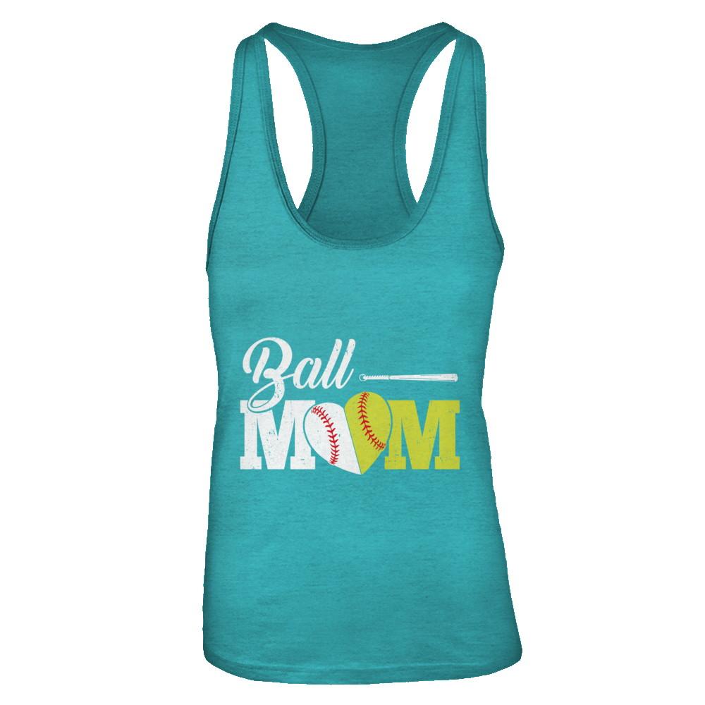 Funny Softball Mom Baseball Mom Mothers Day-T-Shirt & Tank Top-Women's Ideal Racerback Tank-Tahiti Blue