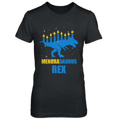 Hanukkah Dinosaur Tyrannosaurus Rex Menorah Menorasaurus-T-Shirt & Sweatshirt-Women's T-Shirt-Black