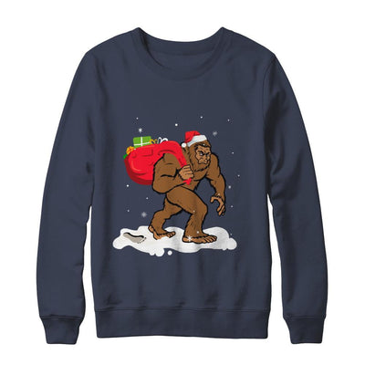 Bigfoot Santa Christmas Boys Men Sasquatch Xmas Gift-T-Shirt & Sweatshirt-Crewneck Sweatshirt-Navy