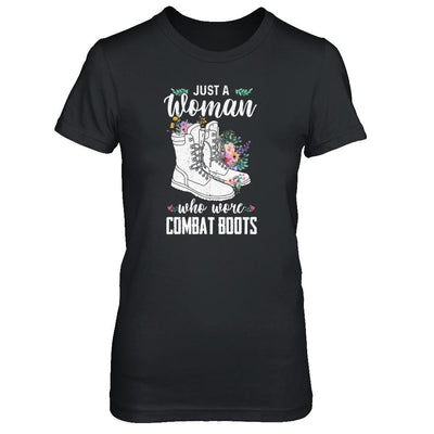 Just A Woman Who Wore Combat Boots Veteran-T-Shirt & Tank Top-Women's T-Shirt-Black