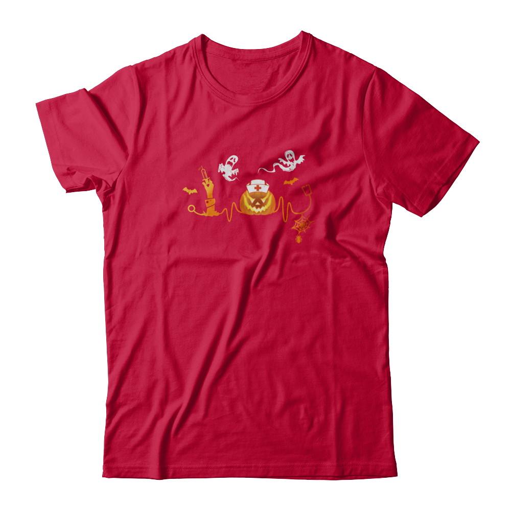 Funny Nurse Nursing Stethoscope Pumpkin Halloween-T-Shirt & Tank Top-Classic T-Shirt-Red