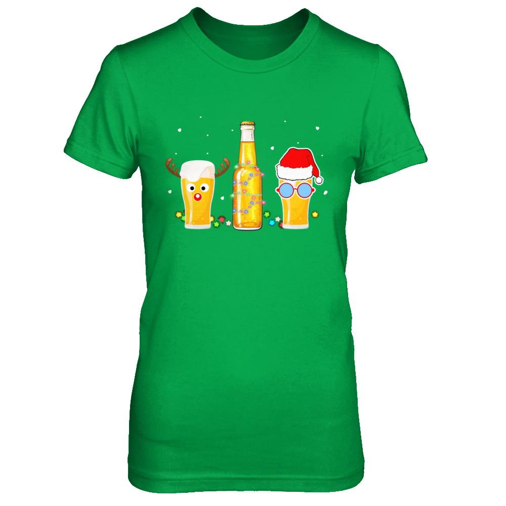 Xmas Merry Christmas Drinking Beer Gift-T-Shirt & Sweatshirt-Women's T-Shirt-Irish Green