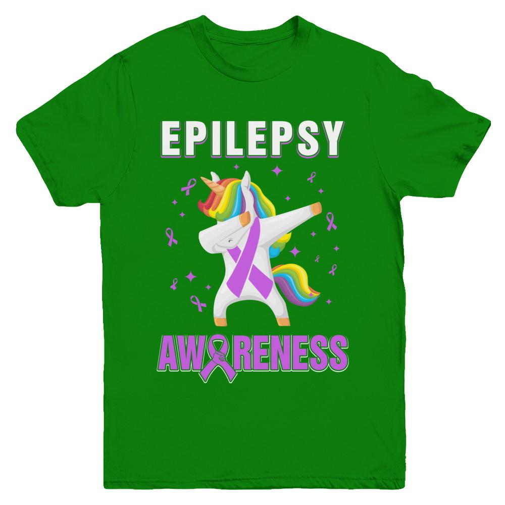 Inspirational Epilepsy Awareness Unicorn Support Youth-Youth Shirt-Youth T-Shirt-Irish Green