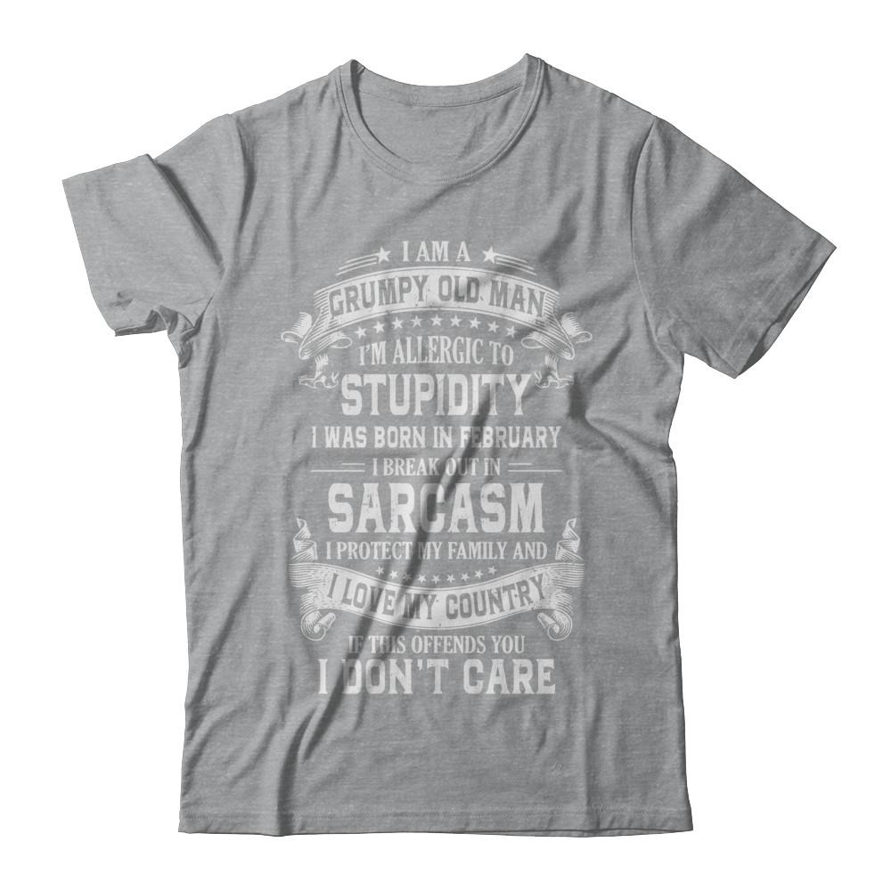 I Am A Grumpy Old Man I Was Born In February Birthday-T-Shirt & Hoodie-Classic T-Shirt-Sport Grey