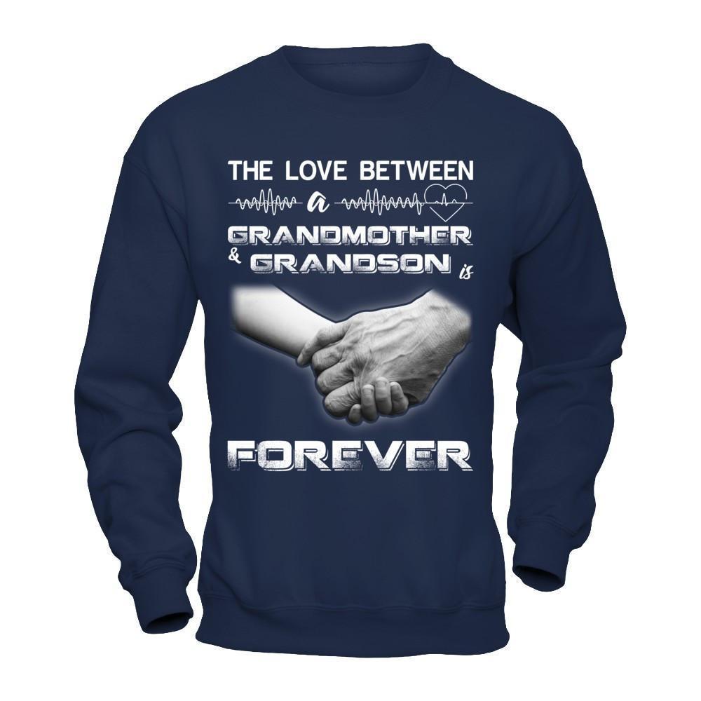 The Love Between A Grandmother And Grandson Is Forever-T-Shirt & Hoodie-Crewneck Sweatshirt-Navy