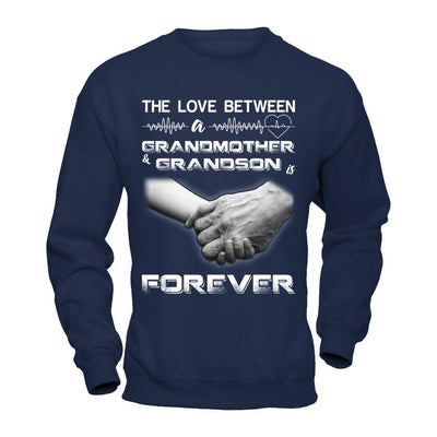 The Love Between A Grandmother And Grandson Is Forever-T-Shirt & Hoodie-Crewneck Sweatshirt-Navy