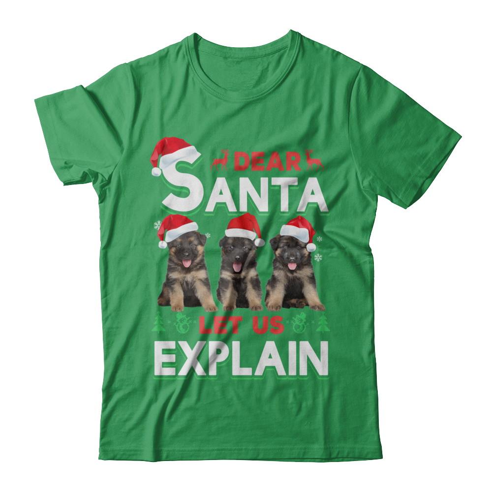 Dear Santa Funny German Shepherd Puppies Christmas Gift-T-Shirt & Hoodie-Premium T-Shirt-Kelly Green