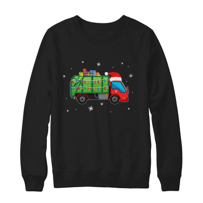 Garbage Truck Santa Hat Christmas Gifts-T-Shirt & Sweatshirt-Crewneck Sweatshirt-Black