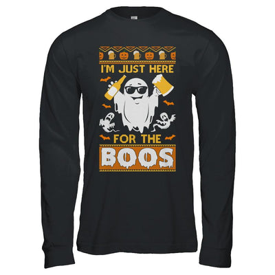 I'm Just Here For The Boos Halloween Ugly Sweater-T-Shirt & Hoodie-Long Sleeve T-Shirt-Black