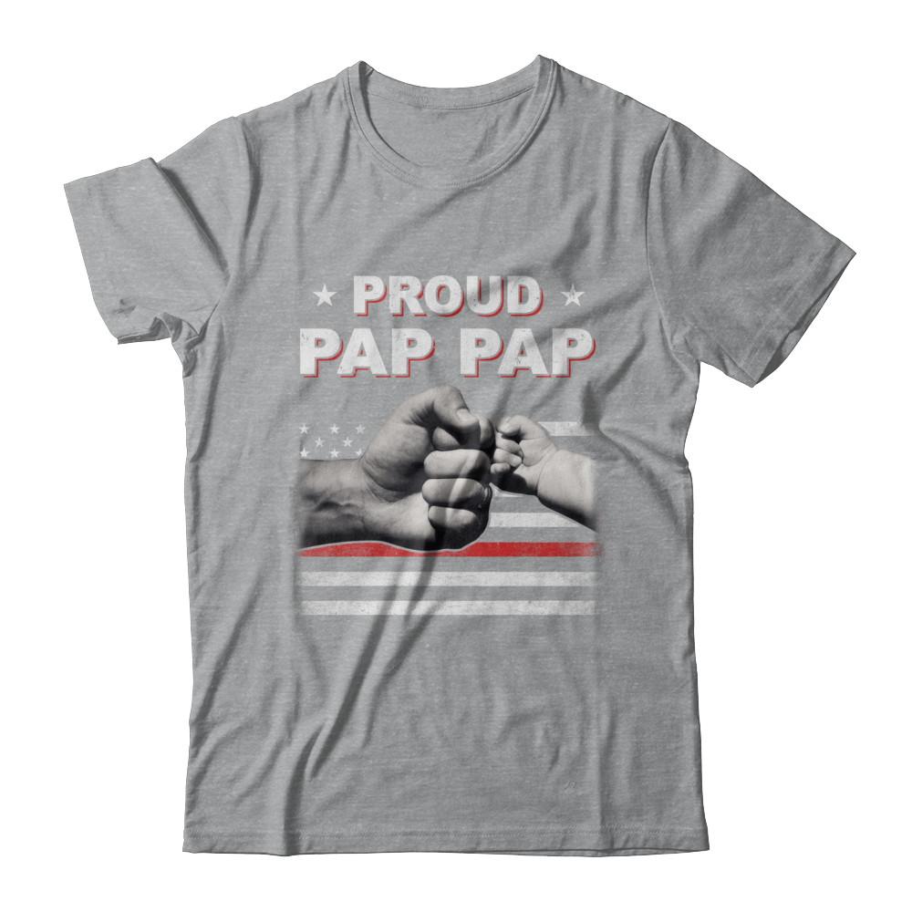 Proud Pap Pap Fireman Firefighter Thin Red Line Flag Fathers Day-T-Shirt & Hoodie-Classic T-Shirt-Sport Grey