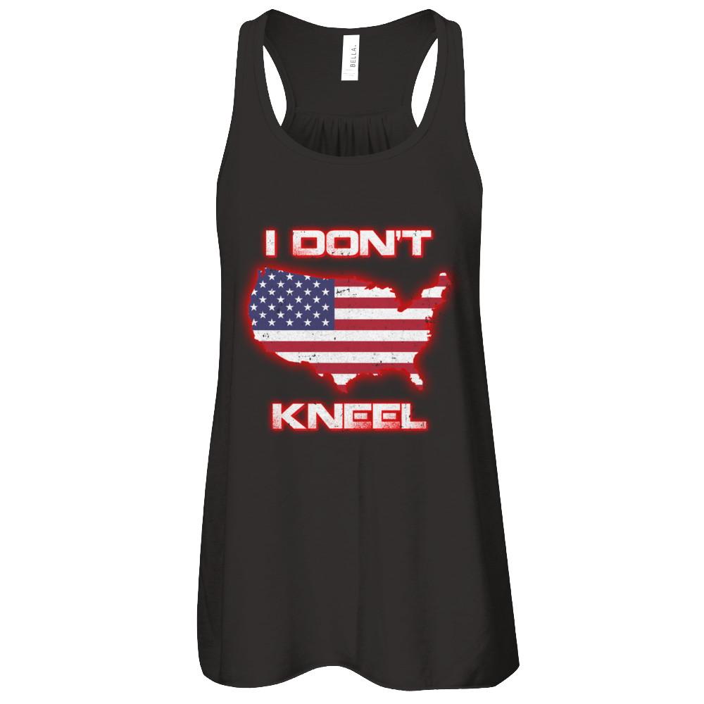 I Don't Kneel Us American Flag-T-Shirt & Tank Top-Women's Flowy Racerback Tank-Black