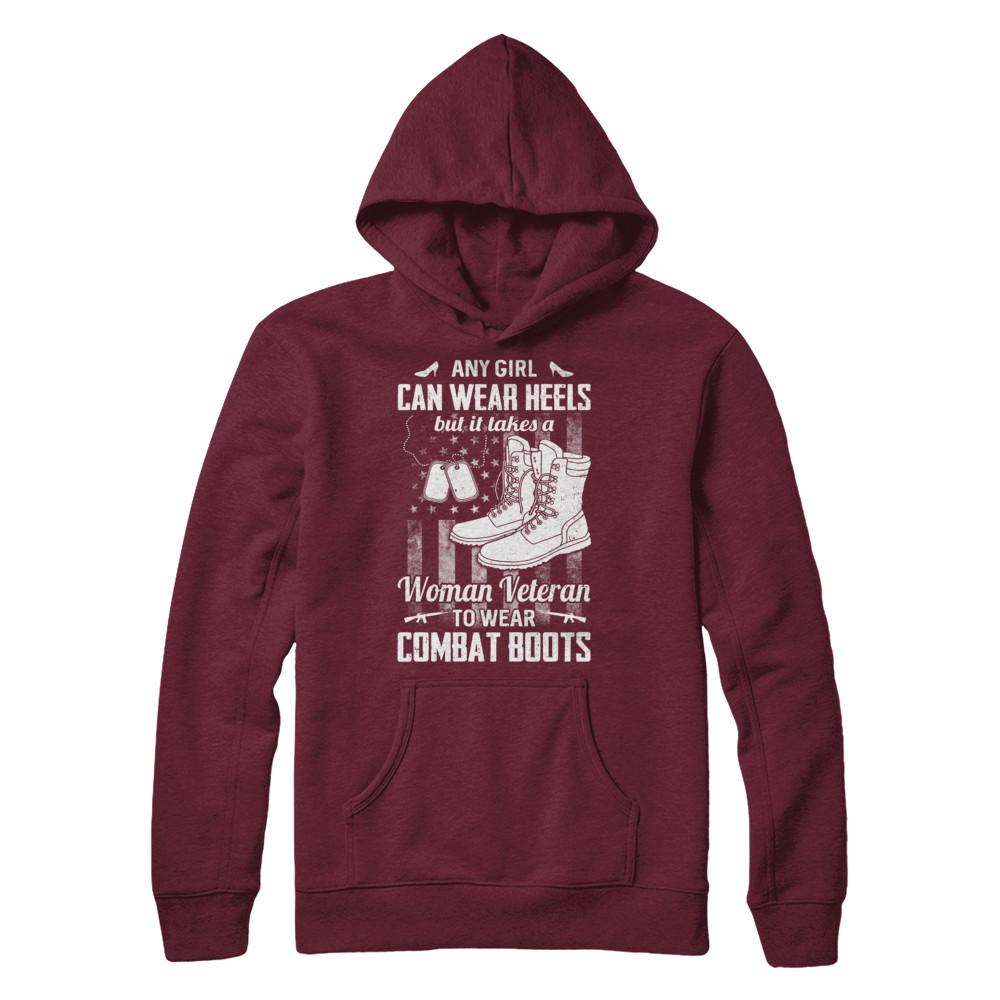 Woman Veteran To Wear Combat Boots-T-Shirt & Hoodie-Hanes - Heavyweight Pullover Hoodie-Maroon