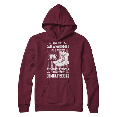 Woman Veteran To Wear Combat Boots-T-Shirt & Hoodie-Hanes - Heavyweight Pullover Hoodie-Maroon