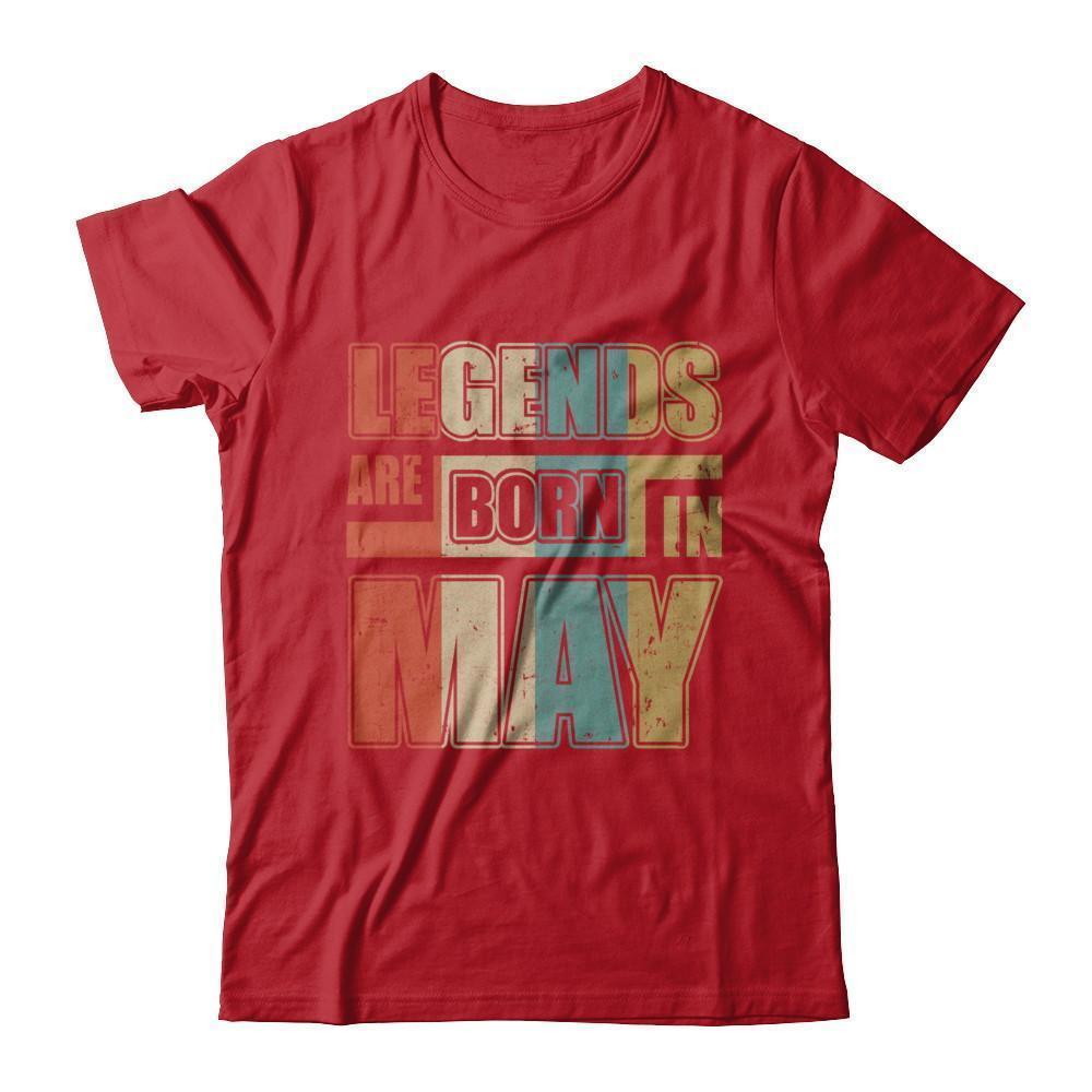 Classic Vintage Legends Are Born In May Birthday-T-Shirt & Hoodie-Classic T-Shirt-Red