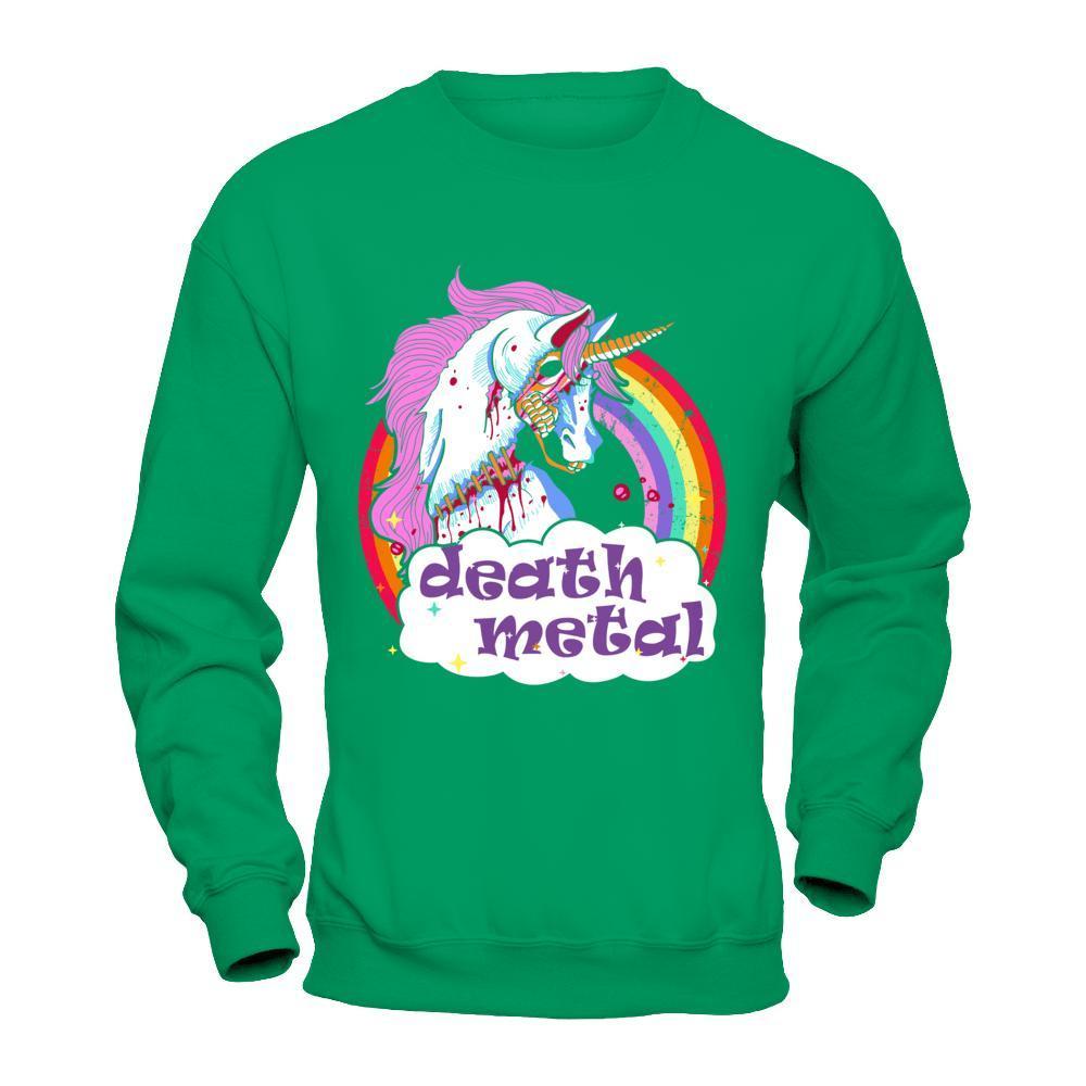 Zombie Unicorn Death Metal-T-Shirt & Hoodie-Crewneck Sweatshirt-Irish Green