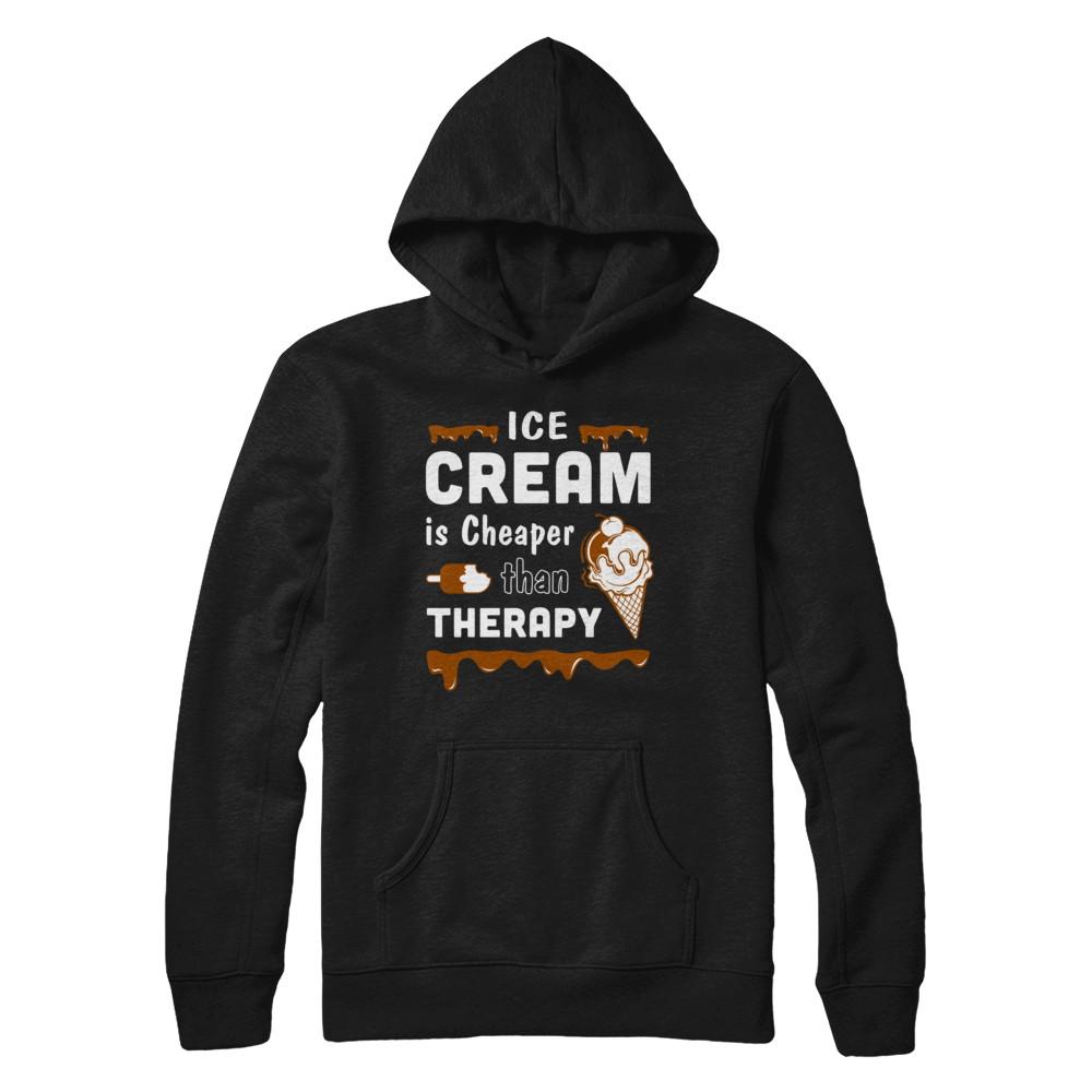 Ice Cream Is Cheaper Than Therapy-T-Shirt & Hoodie-Pullover Hoodie-Black