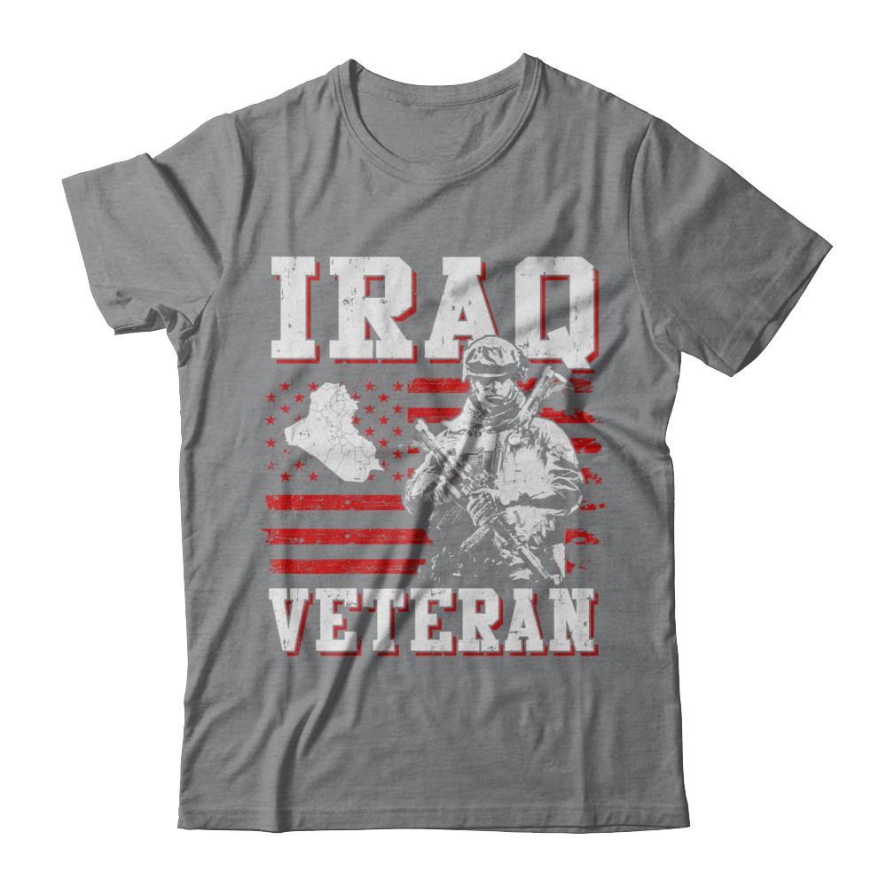 Iraq Veteran America Flag Distressed Vintage-T-Shirt & Hoodie-Classic T-Shirt-Sport Grey