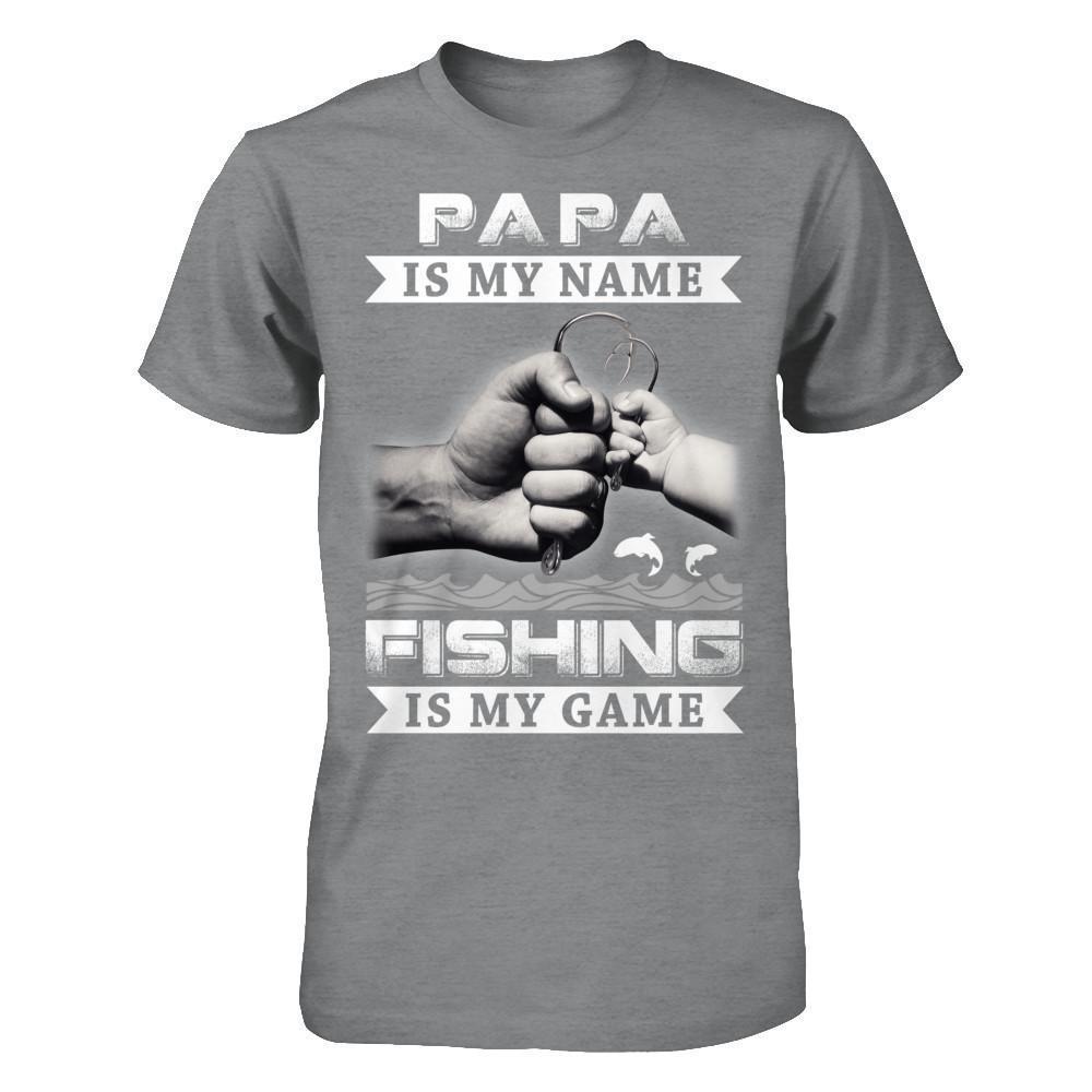 Papa Is My Name Fishing Is My Game-T-Shirt & Hoodie-Classic T-Shirt-Sport Grey
