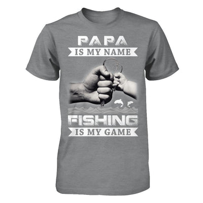 Papa Is My Name Fishing Is My Game-T-Shirt & Hoodie-Classic T-Shirt-Sport Grey