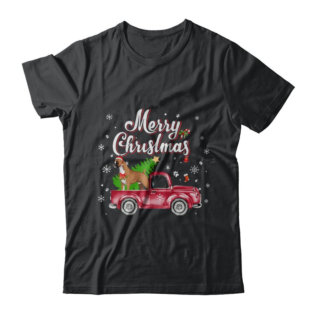 Boxer Rides Red Truck Christmas Pajama