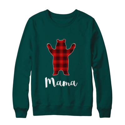 Red Mama Bear Buffalo Plaid Family Christmas Pajamas-T-Shirt & Sweatshirt-Crewneck Sweatshirt-Deep Forest