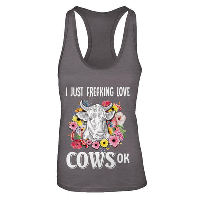 I Just Freaking Love Cows-T-Shirt & Tank Top-Women's Ideal Racerback Tank-Dark Grey