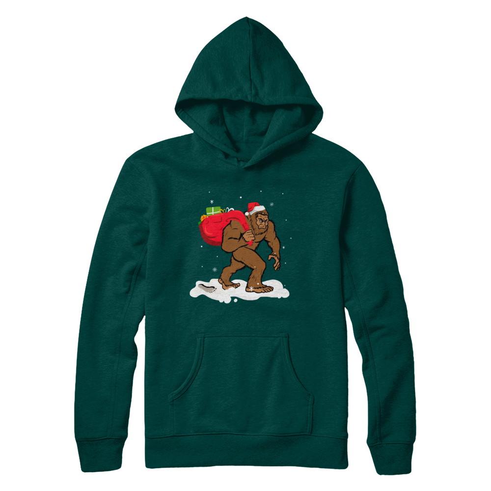 Bigfoot Santa Christmas Boys Men Sasquatch Xmas Gift-T-Shirt & Sweatshirt-Pullover Hoodie-Deep Forest