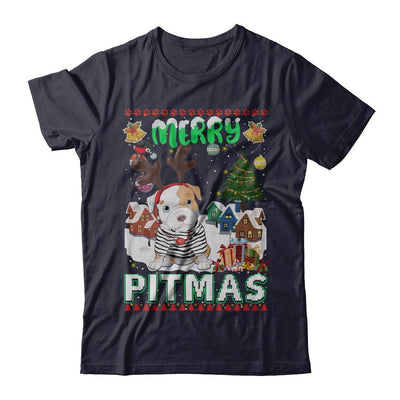 Cute Pitbull Christmas Merry Pigmas Ugly Sweater Christmas-T-Shirt & Sweatshirt-Premium T-Shirt-Midnight Navy