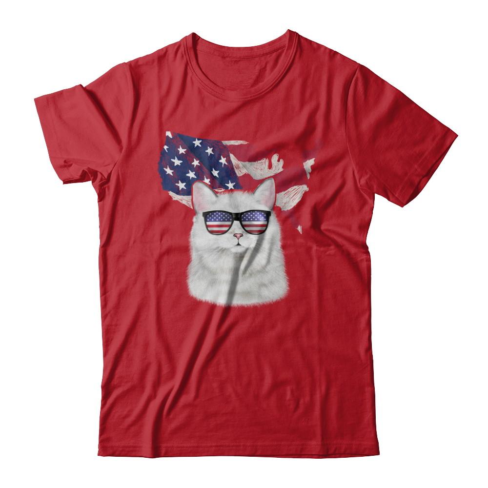 Funny Patriot Cat 4Th Of July American Flag-T-Shirt & Hoodie-Classic T-Shirt-Red