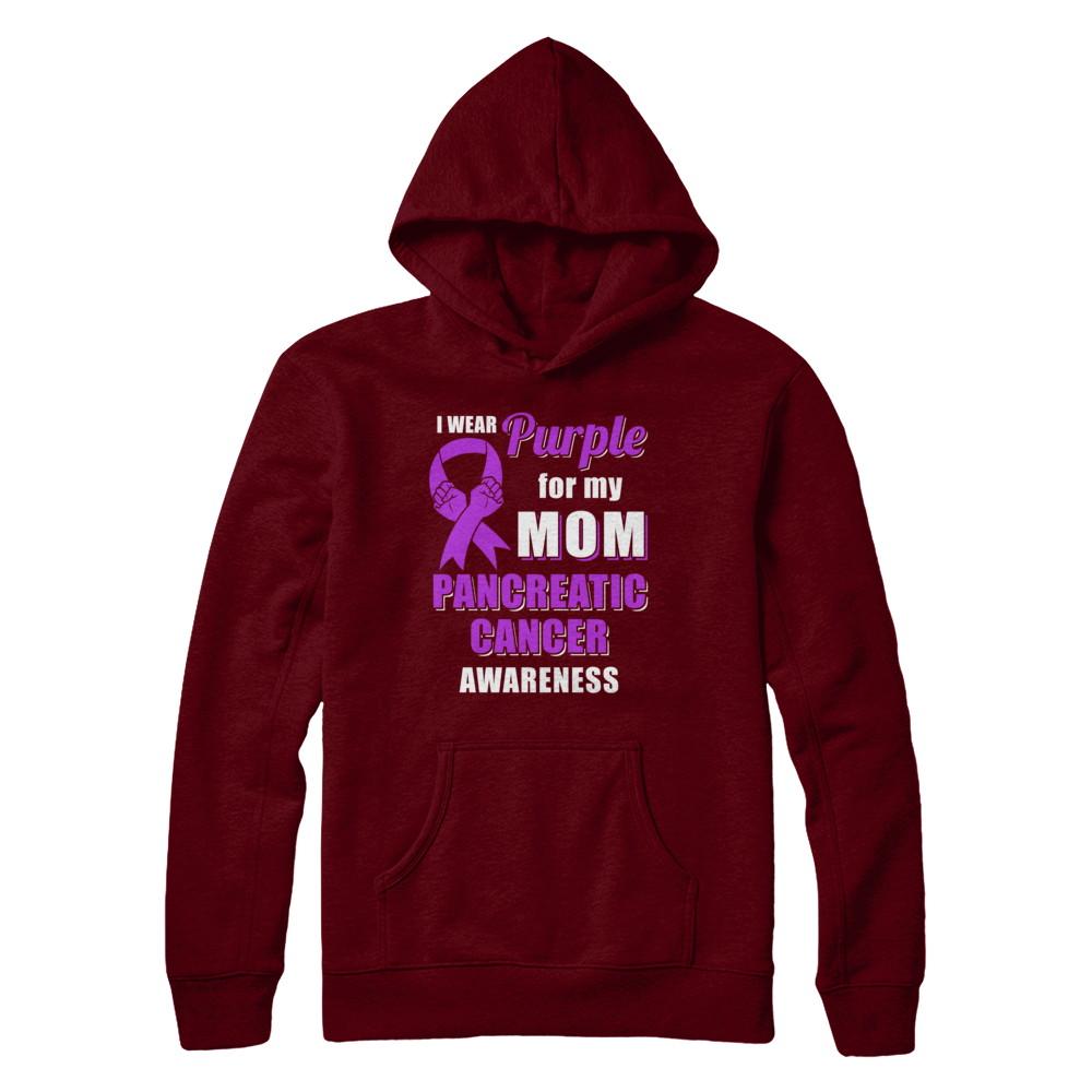 I Wear Purple For My Mom Pancreatic Cancer Son Daughter-T-Shirt & Hoodie-Pullover Hoodie-Maroon