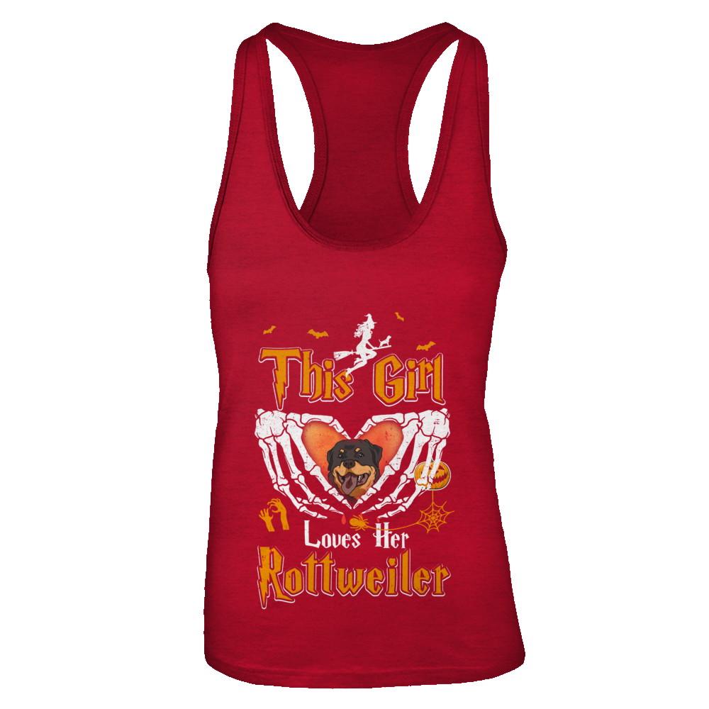 This Girl Love Her Dog Rottweiler Halloween-T-Shirt & Tank Top-Women's Ideal Racerback Tank-Red